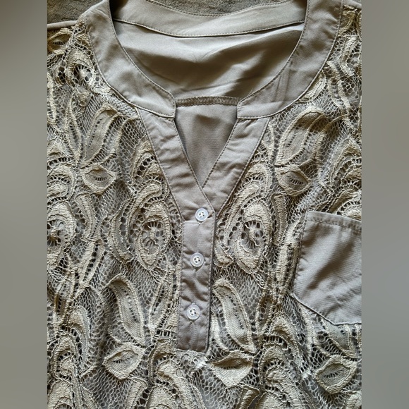 Apt. 9 Light Gray Lace Blouse - Picture 2 of 5
